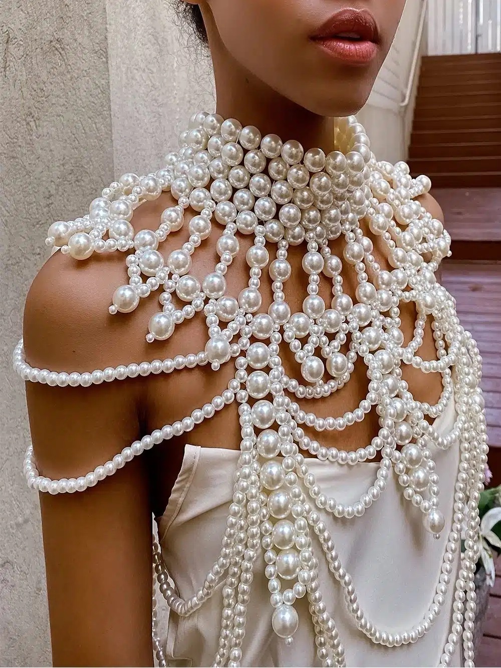 Zcrave SIMULATED PEARL BODY CHAIN